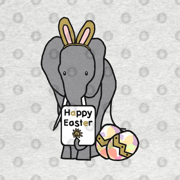 Happy Easter Bunny Ears on an Elephant by ellenhenryart